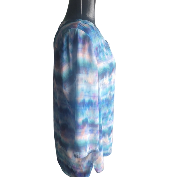 A.n.a Multi Colored Lace Up Neckline Blouse XL - Picture 4 of 7